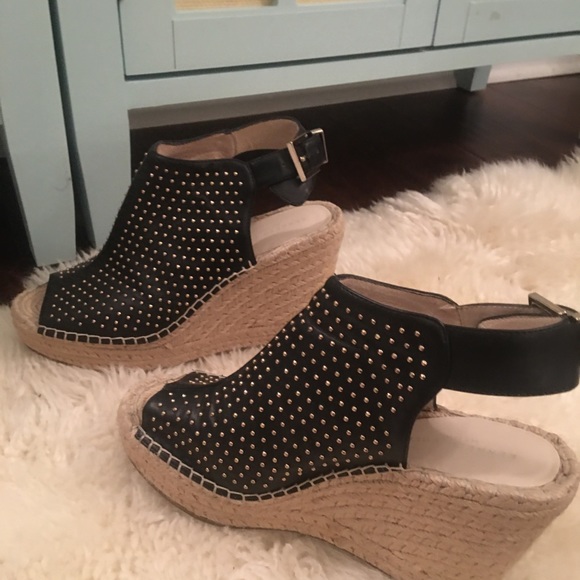 Kenneth Cole Gold Studded black leather espadrille - Picture 3 of 11